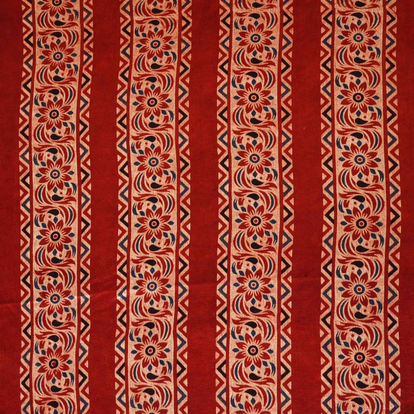 Red Ajrakh Print Mashru Silk Fabric IA-27815