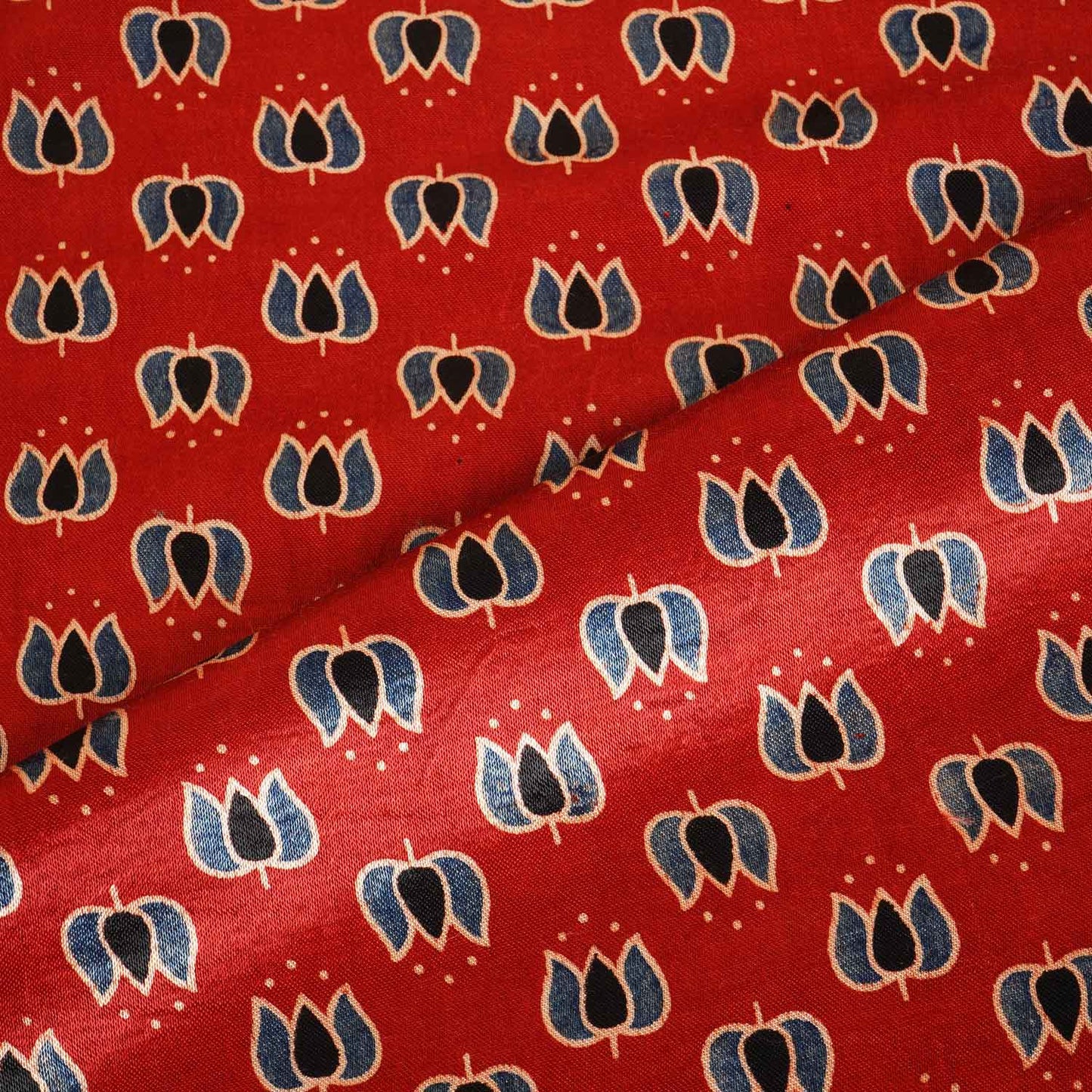 Red Ajrakh Print Mashru Silk Fabric IA-27816
