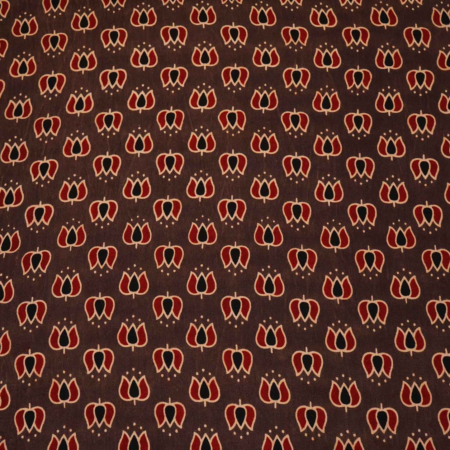 Brown Ajrakh Print Mashru Silk Fabric IA-27819