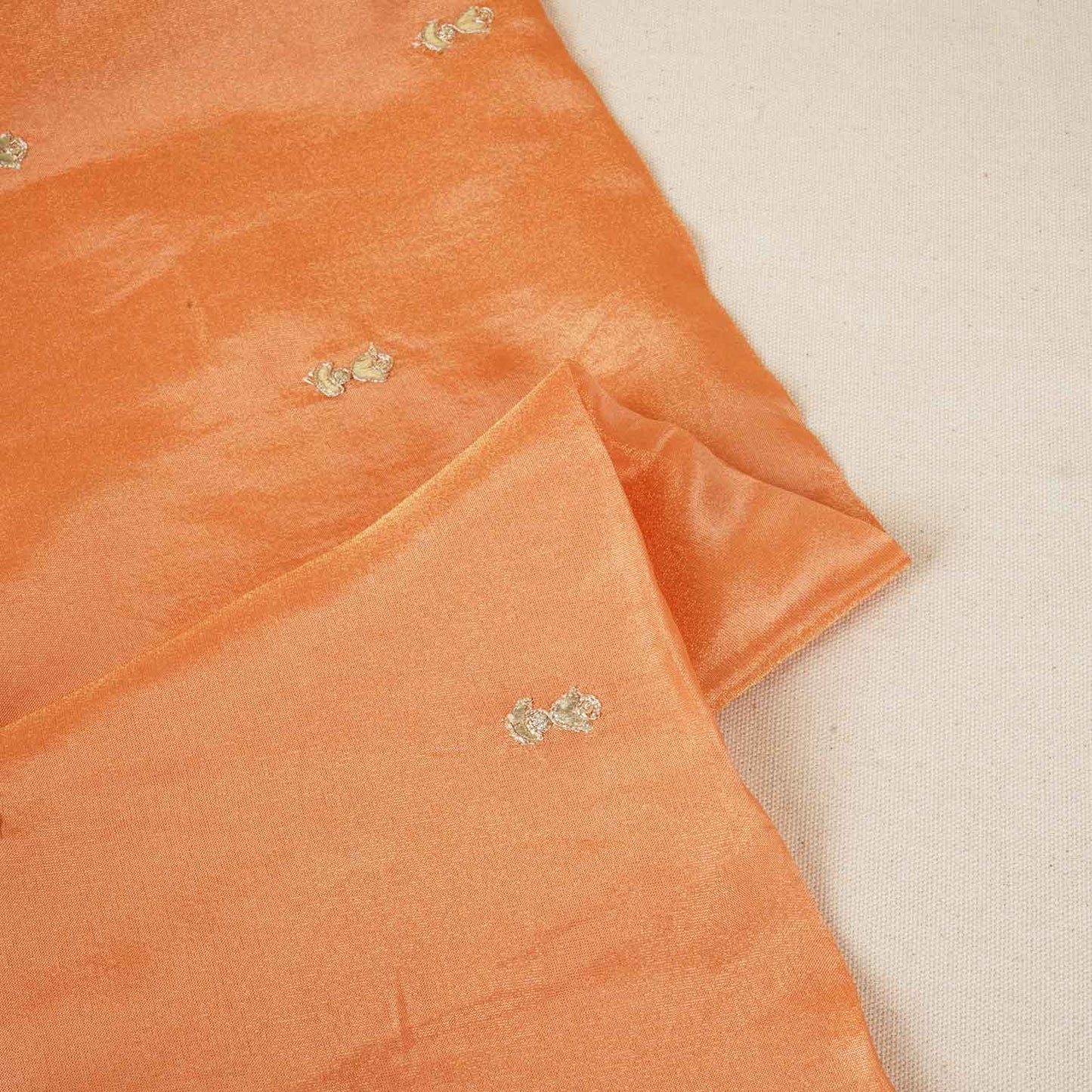 Peach Zari Embroidery Tissue Fabric SC-27823