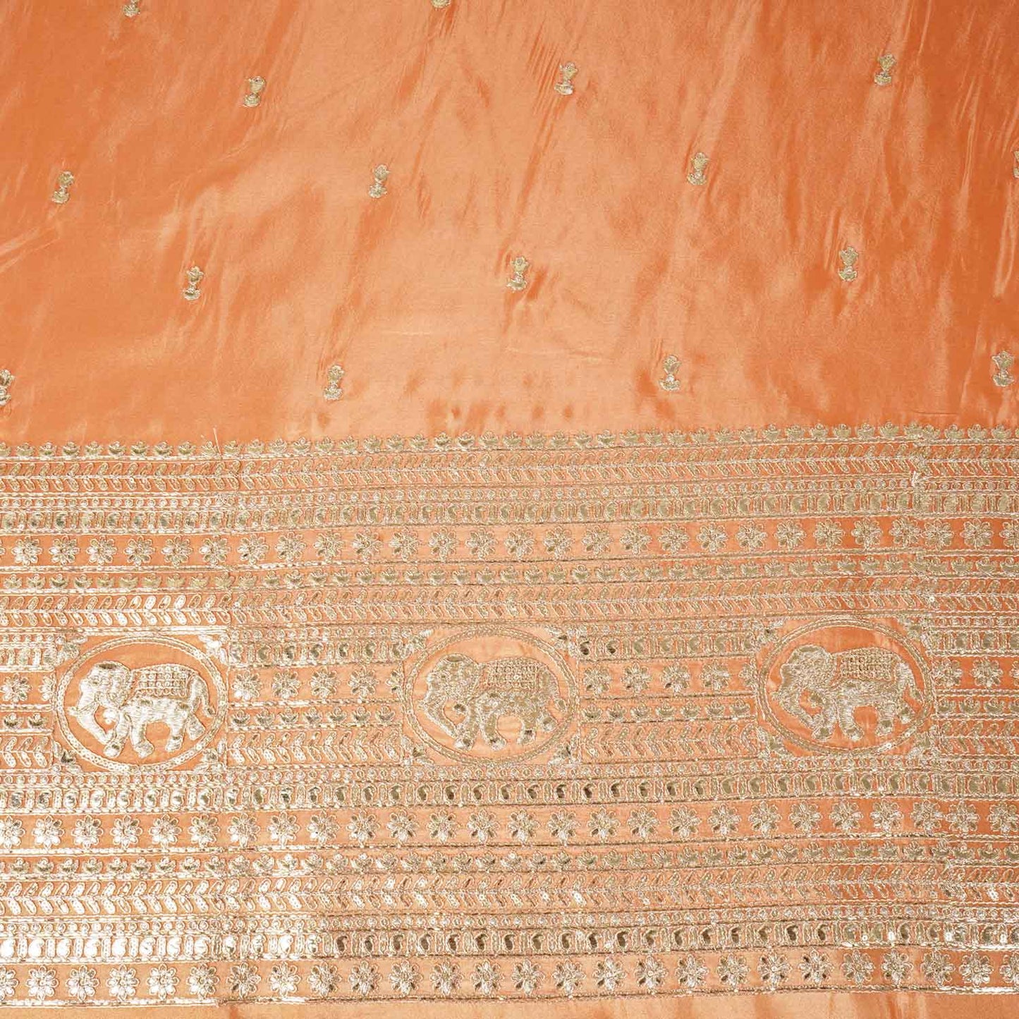 Peach Zari Embroidery Tissue Fabric SC-27823