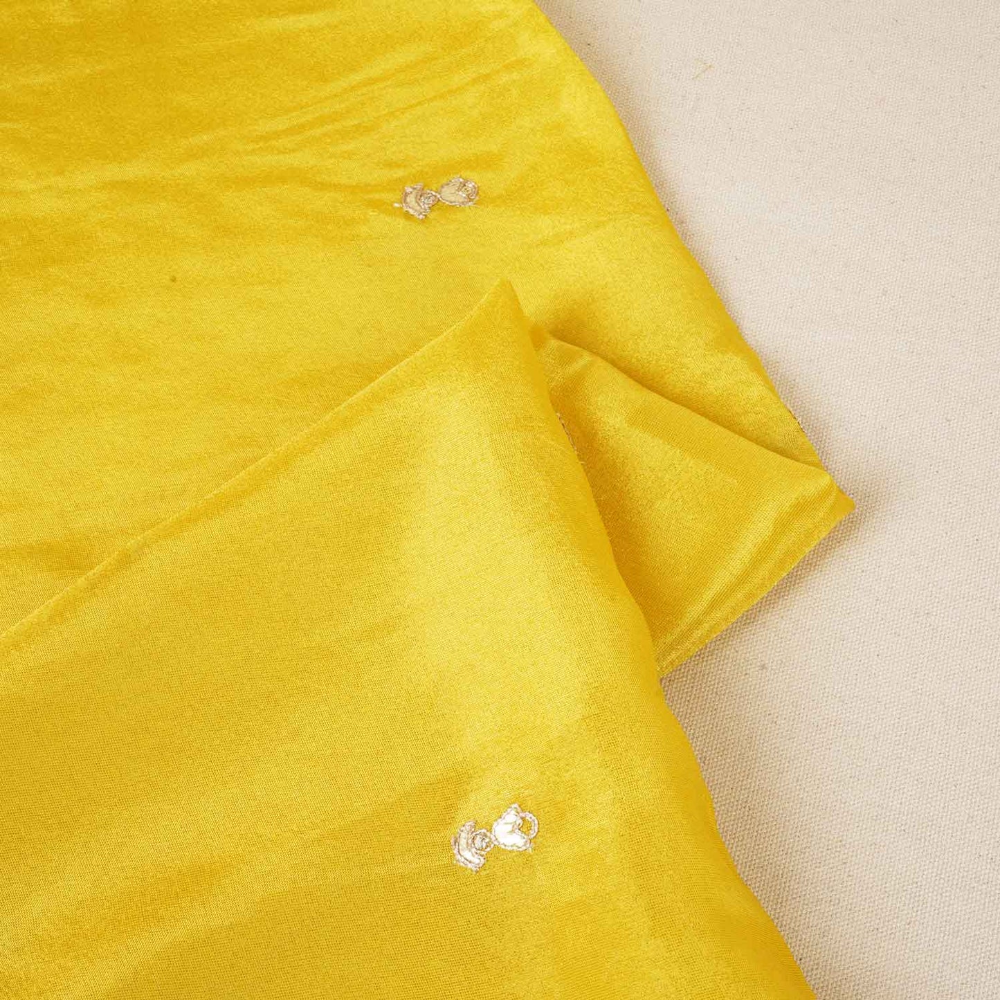 Yellow Zari Embroidery Tissue Fabric SC-27824