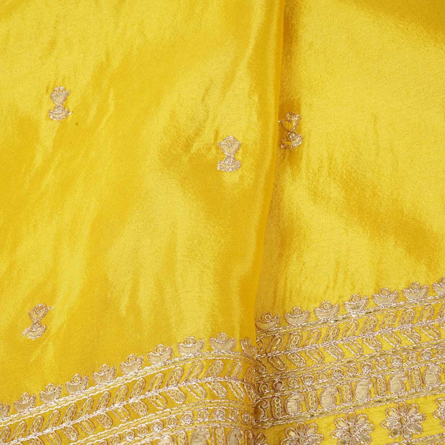 Yellow Zari Embroidery Tissue Fabric SC-27824