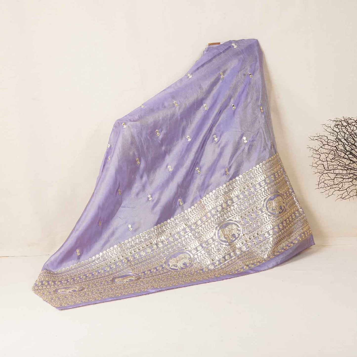 Lavender Zari Embroidery Tissue Fabric SC-27825