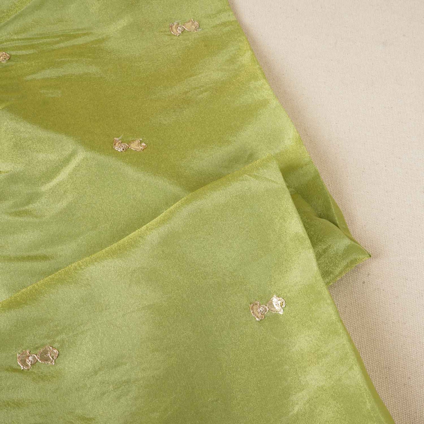 Green Zari Embroidery Tissue Fabric SC-27826