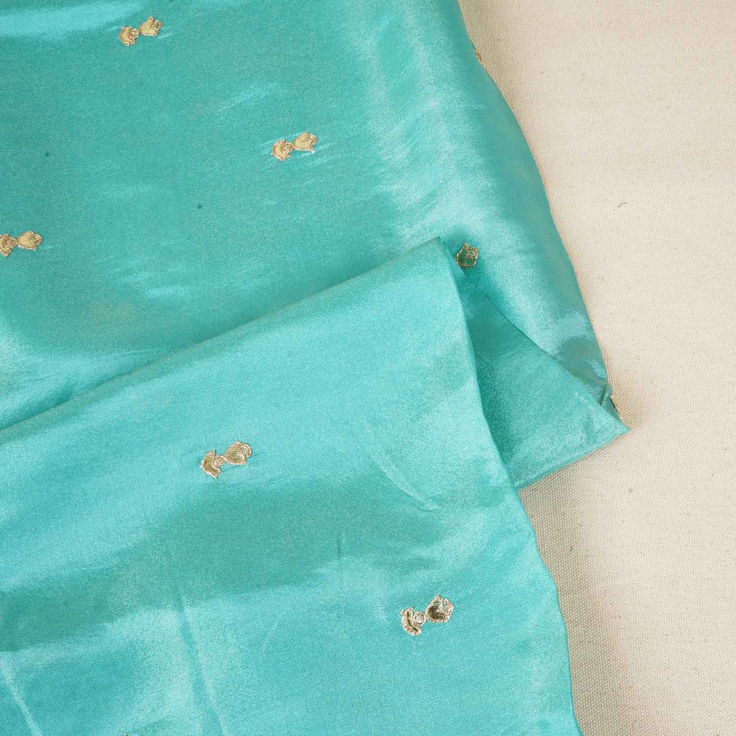 Blue Zari Embroidery Tissue Fabric SC-27827
