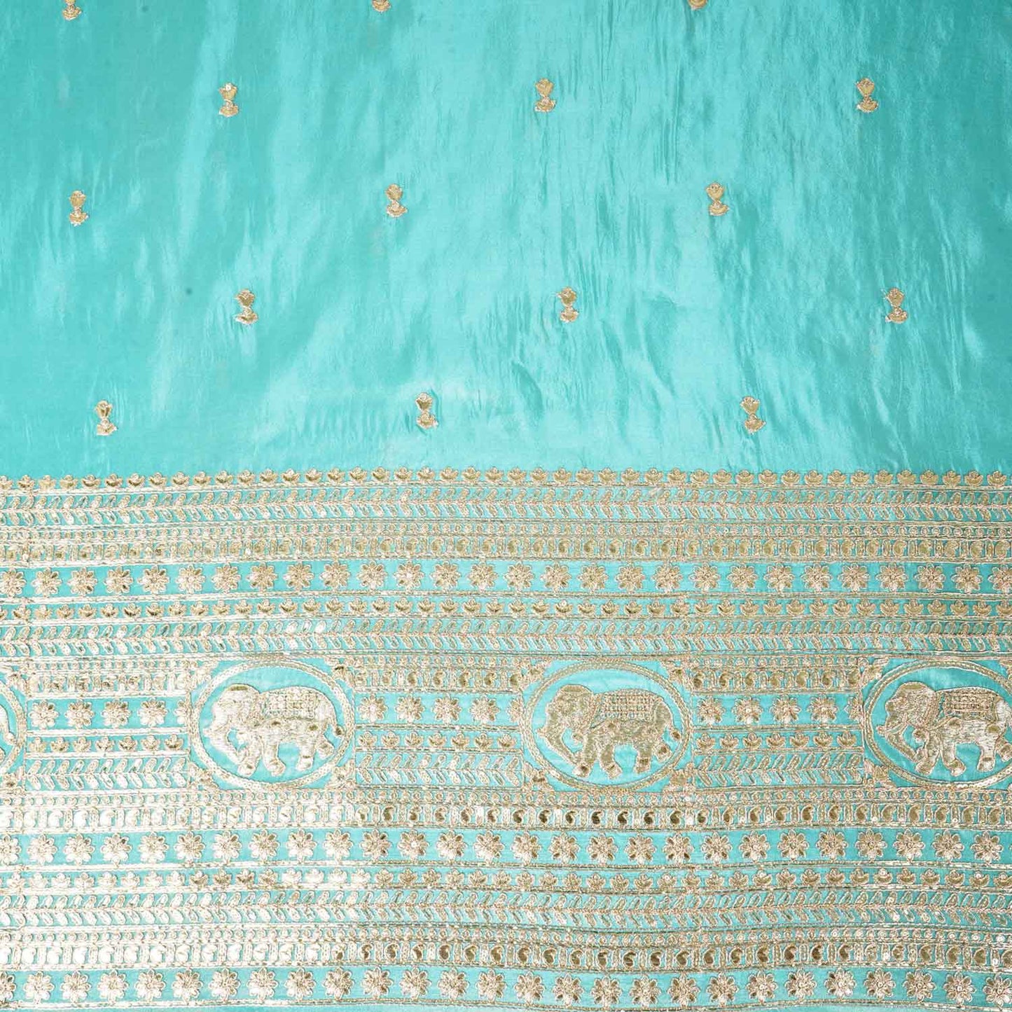 Blue Zari Embroidery Tissue Fabric SC-27827