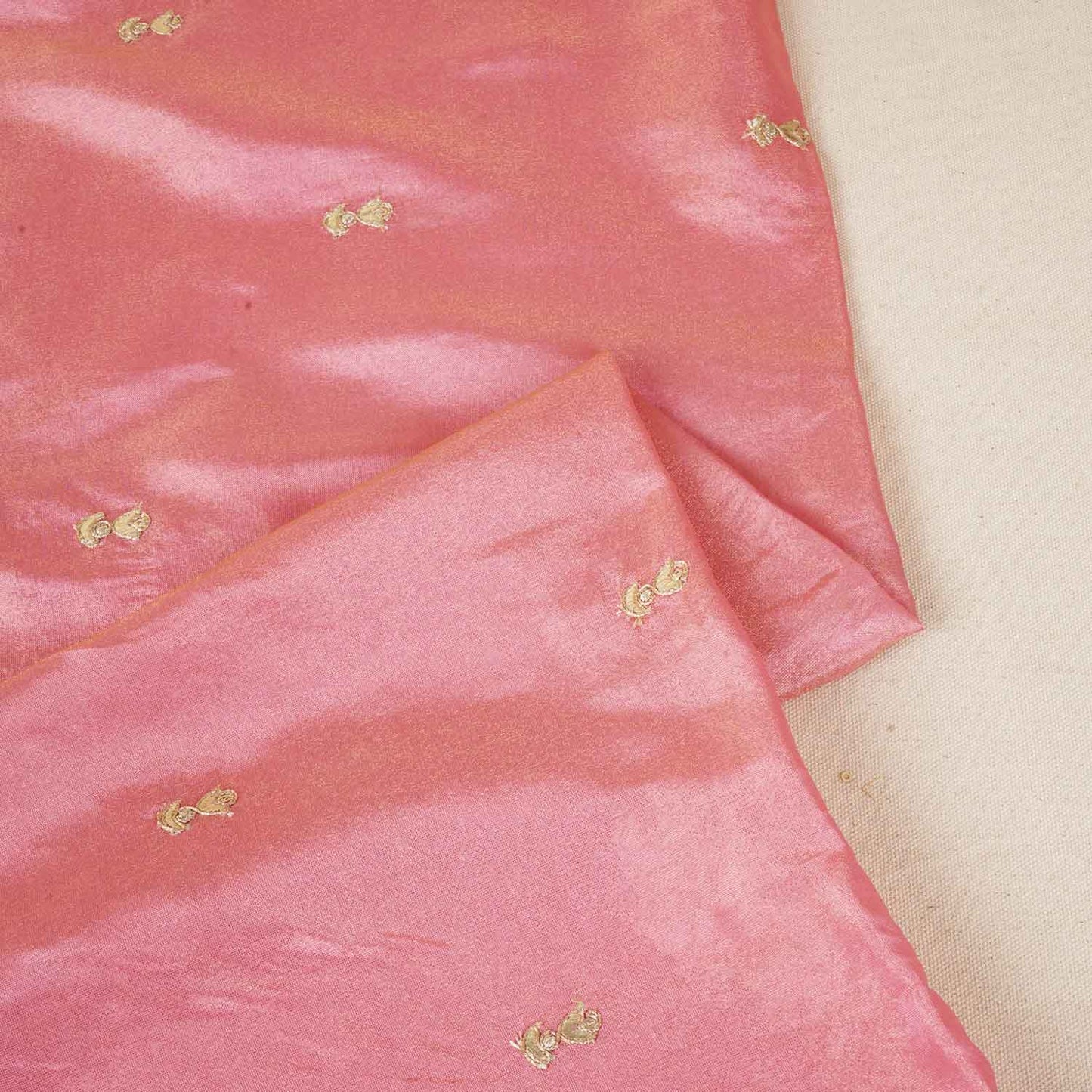 Pink Zari Embroidery Tissue Fabric SC-27828