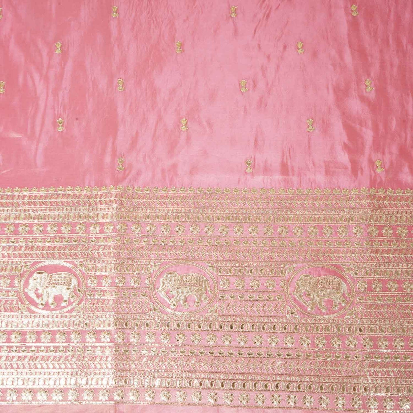Pink Zari Embroidery Tissue Fabric SC-27828