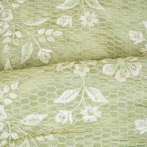 Green Floral Embroidery Tissue Fabric SC-27833