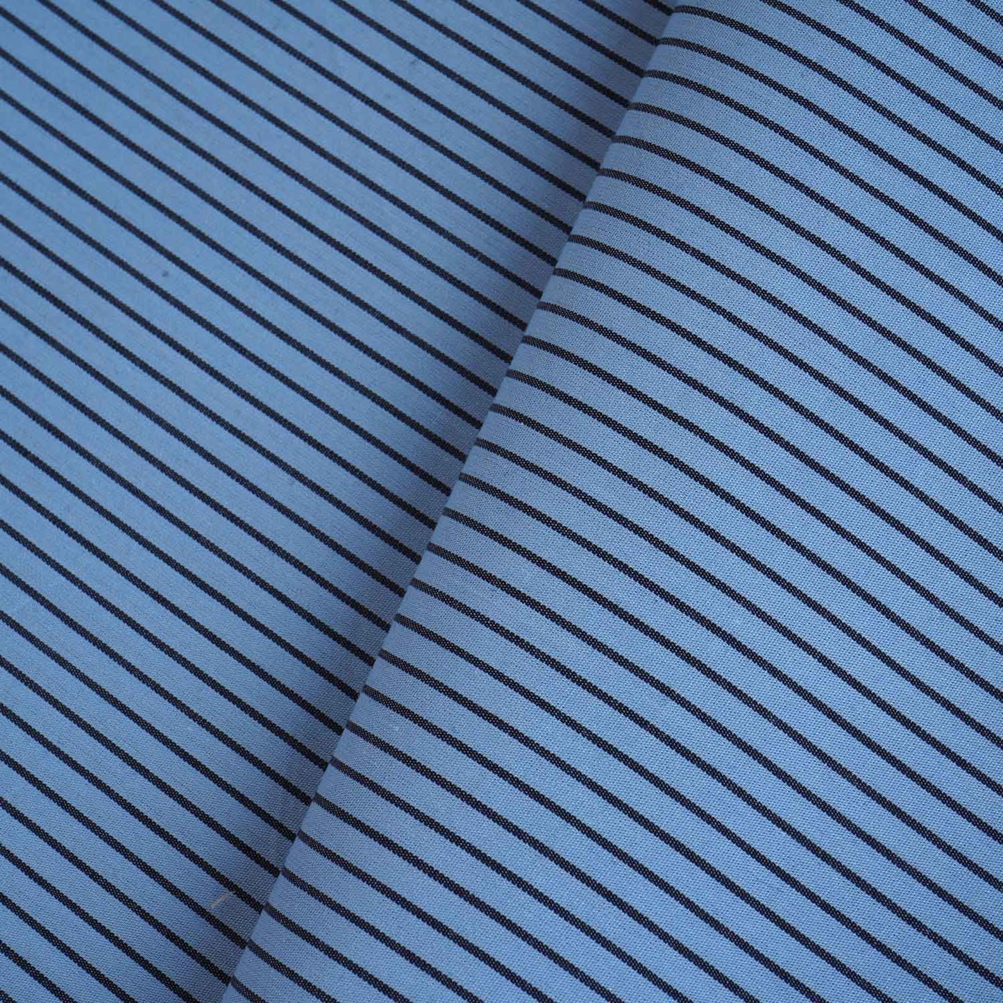 Sky Blue & Black Stripe Yarn Dyed Poplin Fabric LSF-27883