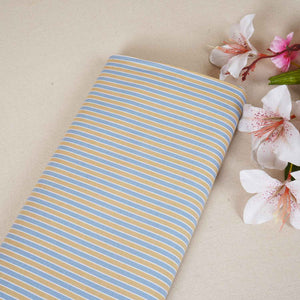 Mustard & Light Blue Stripe Yarn Dyed Poplin Fabric LSF-27884