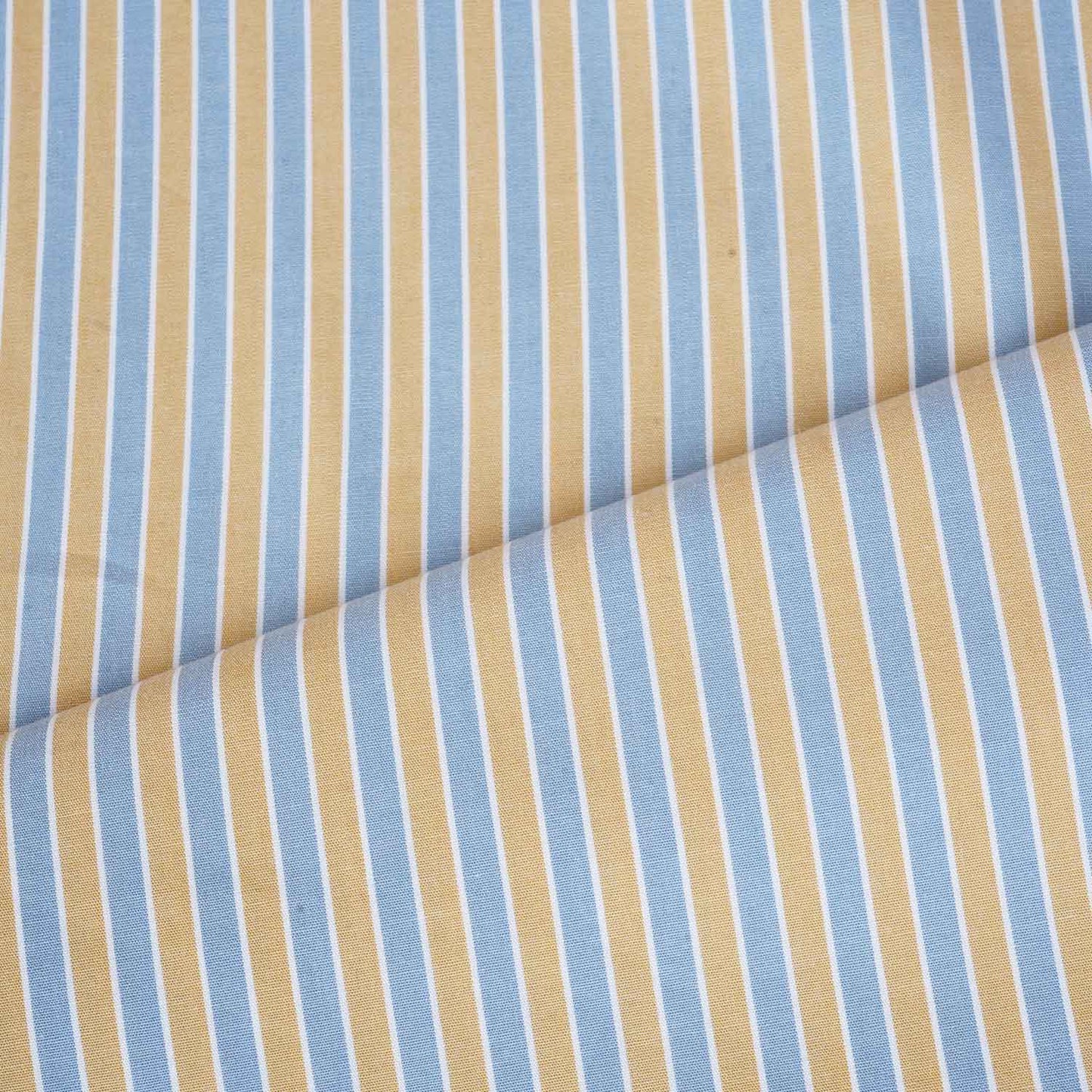 Mustard & Light Blue Stripe Yarn Dyed Poplin Fabric LSF-27884