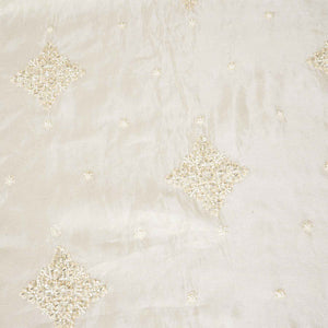 Golden Dyeable Zari Beads Work Tissue Fabric SC-27899