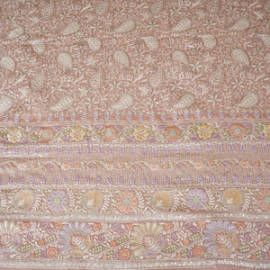 Peach Pink Floral Thread Sequins Embroidery Chikankari Georgette Fabric DR-28279 - TradeUNO