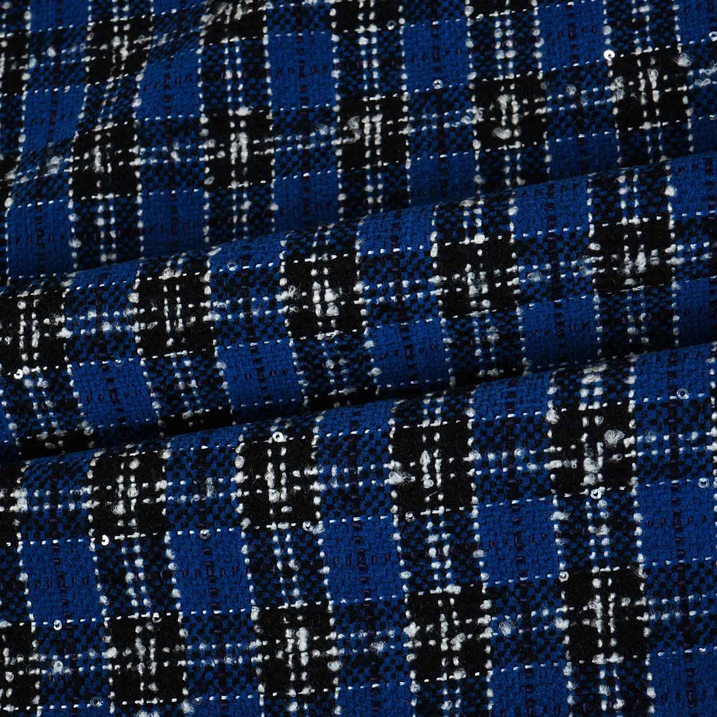 Blue & Black Check Tweed Fabric EI-27936