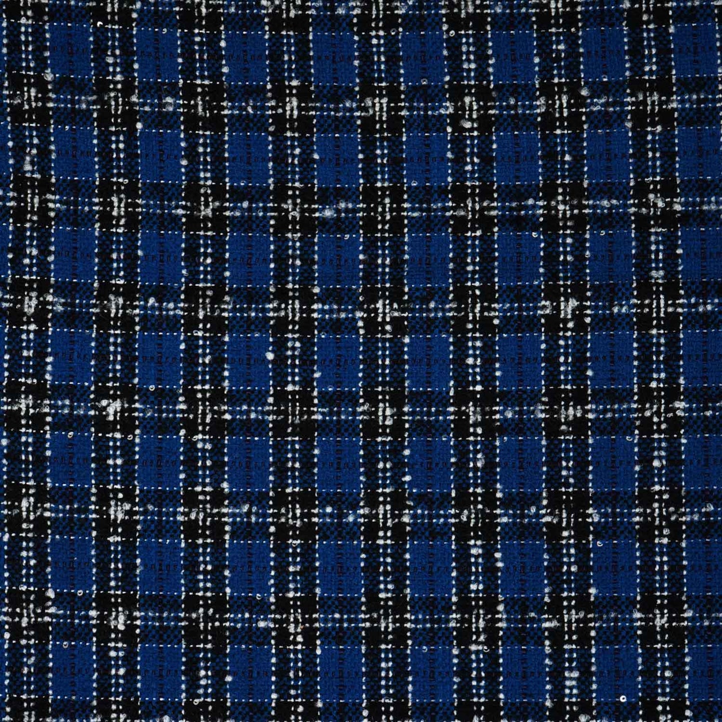 Blue & Black Check Tweed Fabric EI-27936
