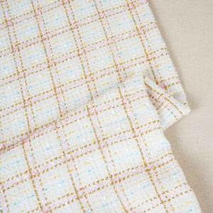 Off White Lurex Tweed Fabric EI-27939 - TradeUNO