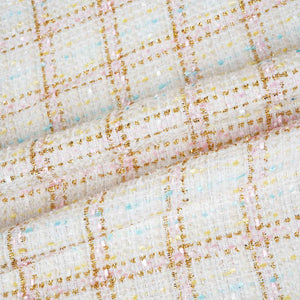 Off White Lurex Tweed Fabric EI-27939 - TradeUNO
