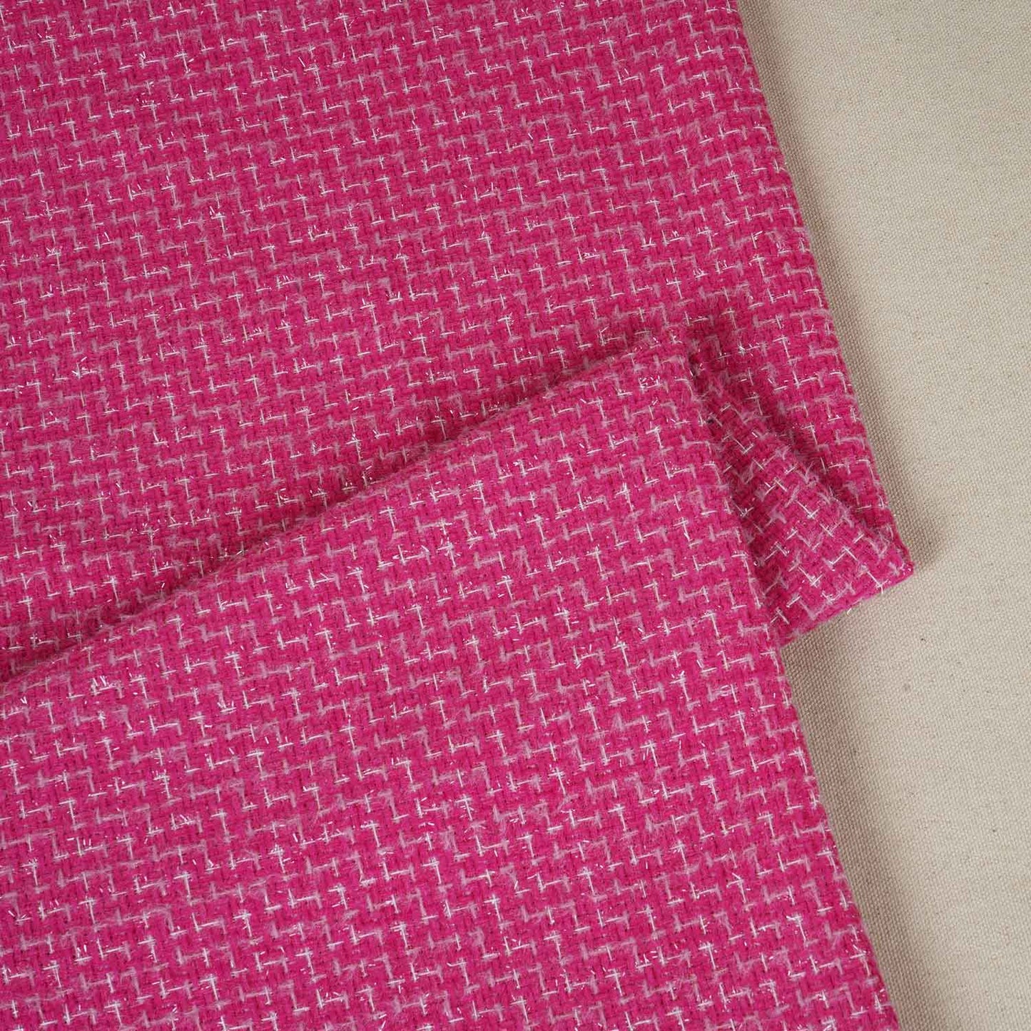 Pink Lurex Tweed Fabric EI-27941