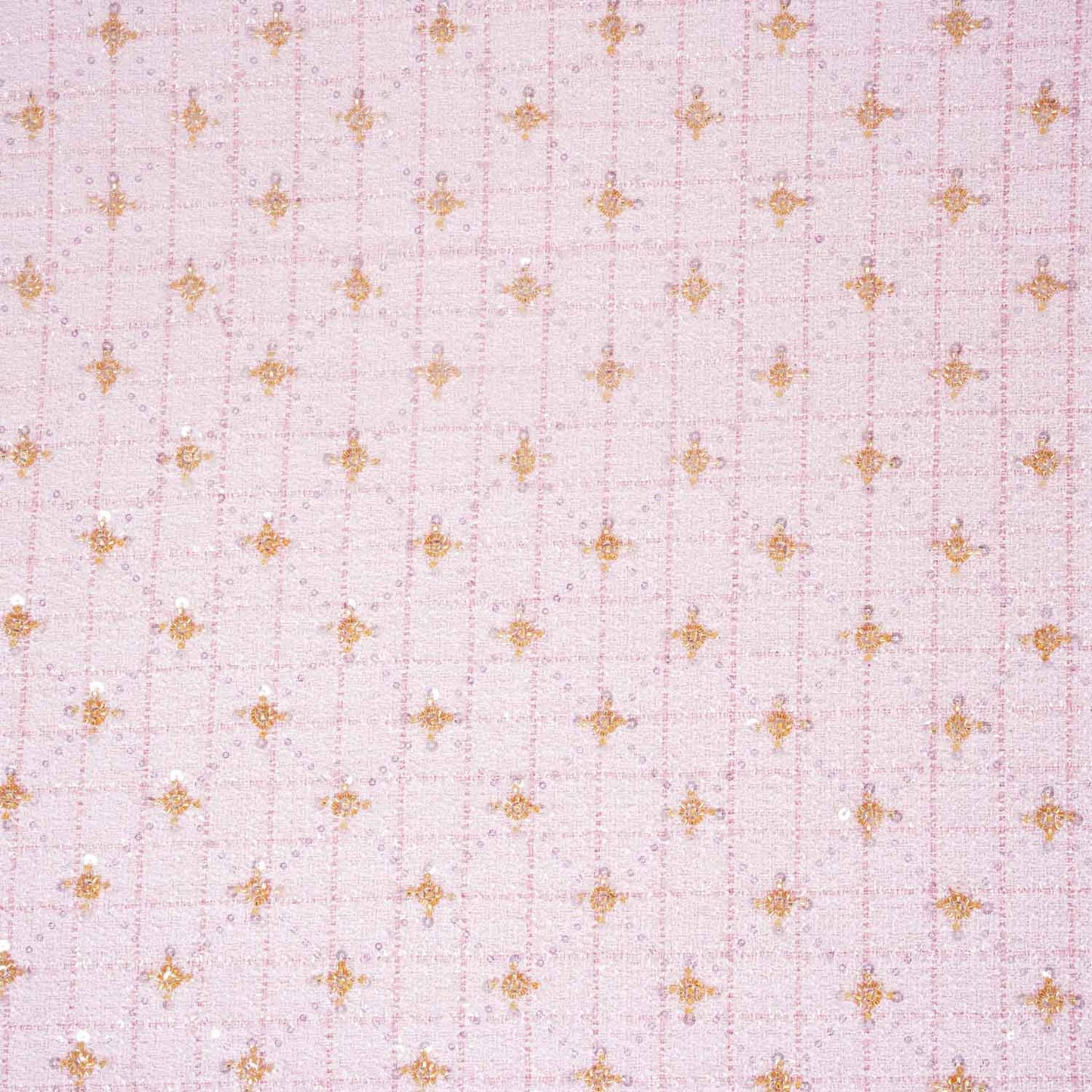 Pink Cutdana Tweed Fabric AF-27964