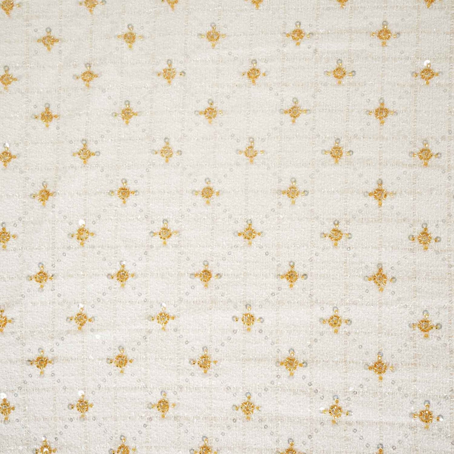 Cream Cutdana Tweed Fabric AF-27967