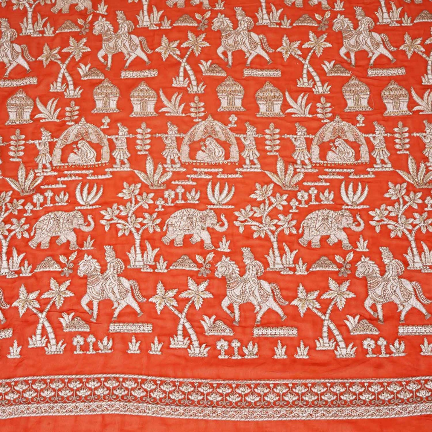 Orange Zari Embroidery Georgette fabric DRAJ-27970