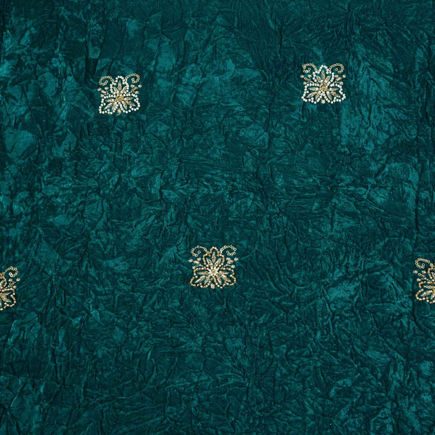 Green Floral Cutdana Crushed Velvet 9000 SC-27990