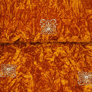 Mustard Floral Cutdana Crushed Velvet 9000 SC-27992 - TradeUNO