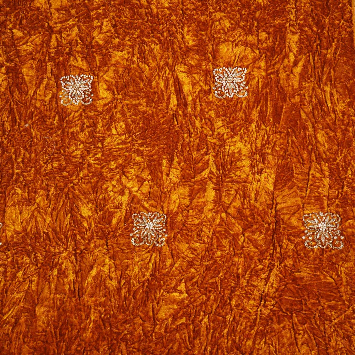 Mustard Floral Cutdana Crushed Velvet 9000 SC-27992