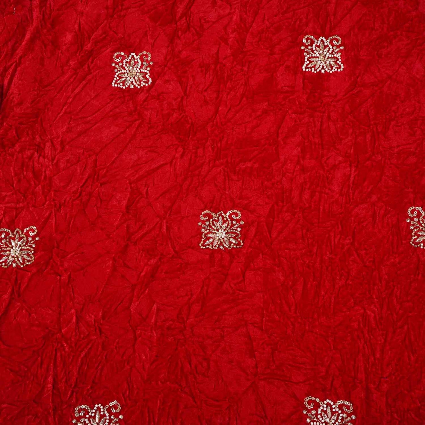 Red Floral Cutdana Crushed Velvet 9000 SC-27994