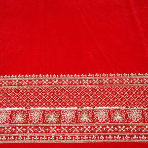 Red Border Work Cutdana Embroidery Micro Velvet 9000 SC-27996 - TradeUNO
