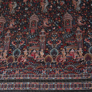 Black Traditional Zari Embroidery Georgette Fabric DR-28021 - TradeUNO