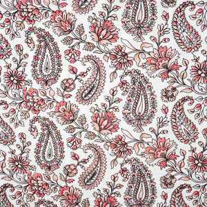 Light Peach Kashmiri Embroidery Raw Silk Fabric DR-28026 - TradeUNO