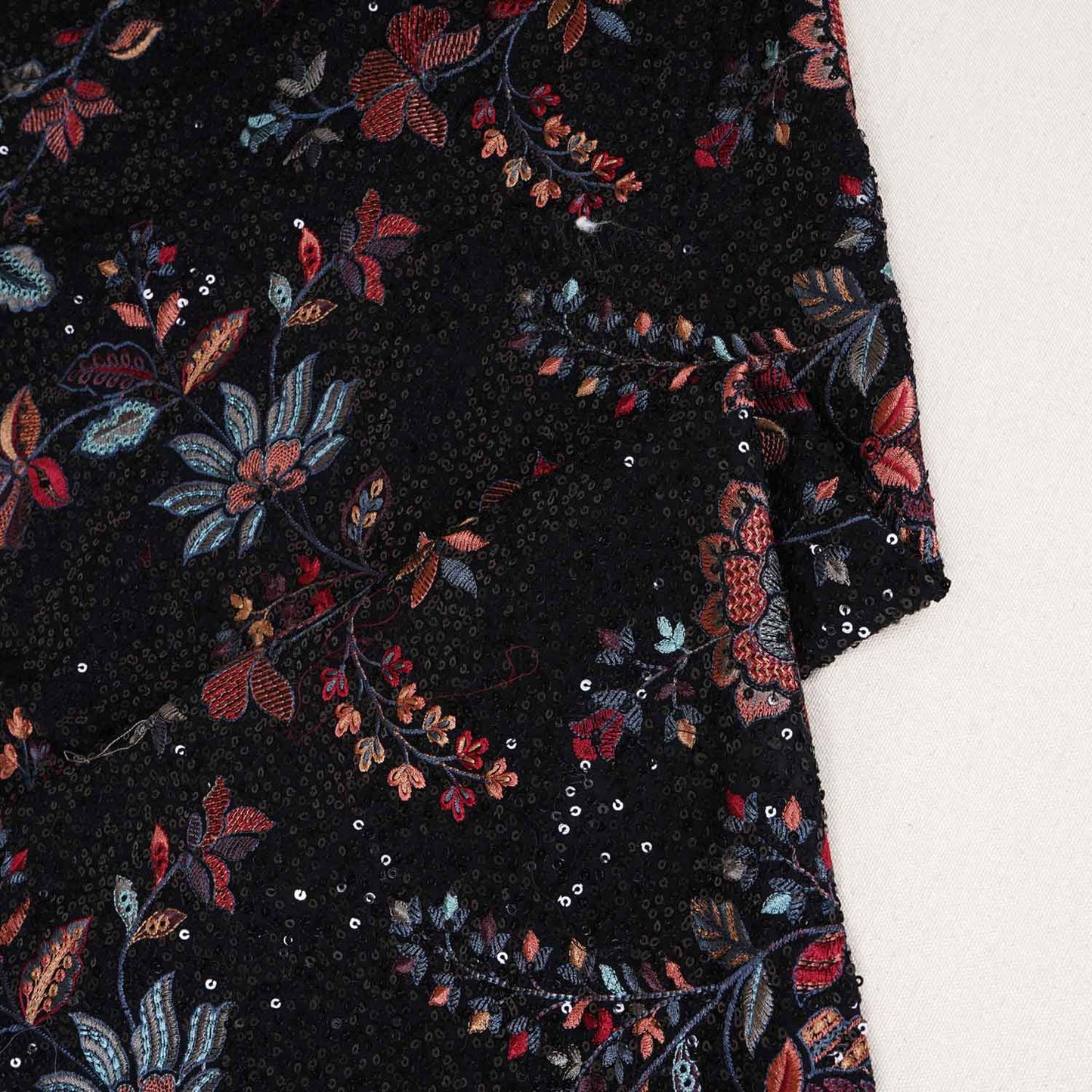 Black Floral Thread Embroidery Georgette Fabric DRAJ-28027