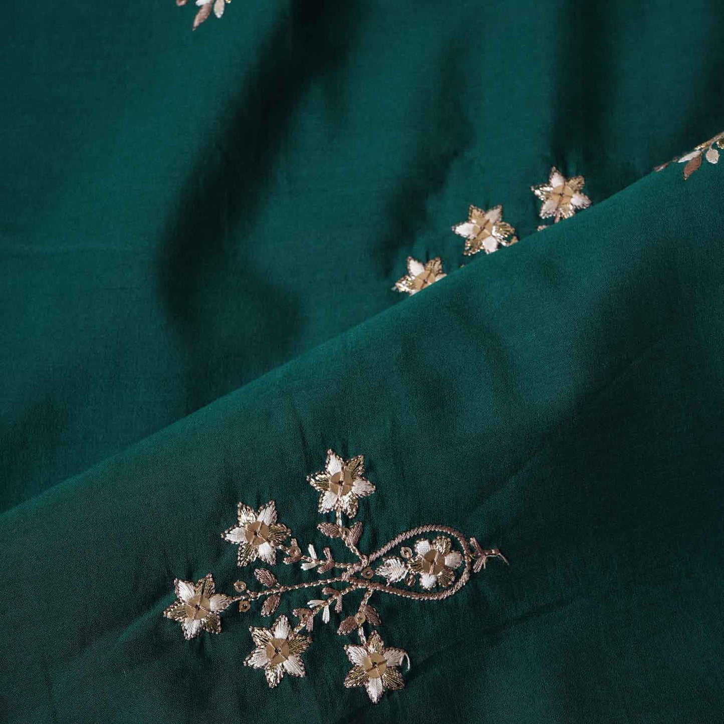 Green Parsi thread Embroidery Russian Silk Fabric DRAJ-28032