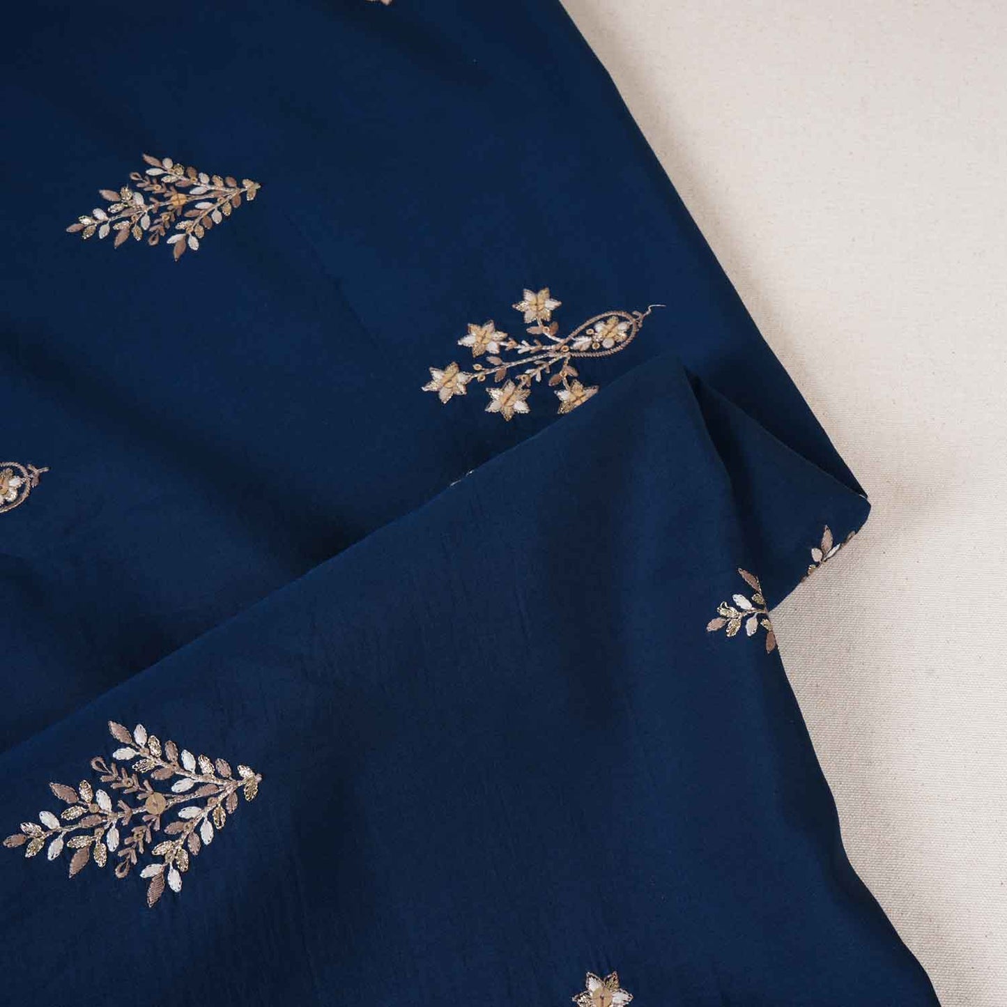 Blue Parsi thread Embroidery Russian Silk Fabric DRAJ-28033