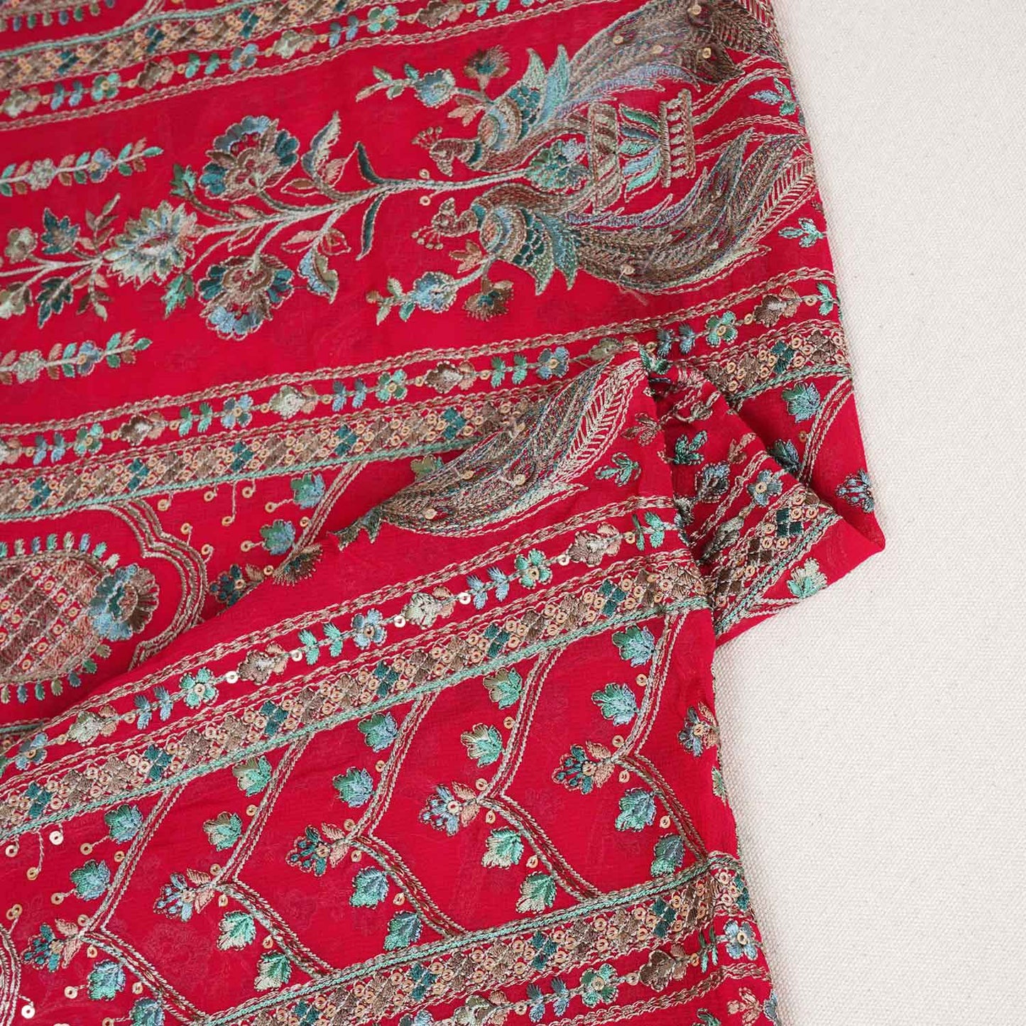 Magneta Traditional Zari Embroidery Georgette Fabric DRAJ-28034