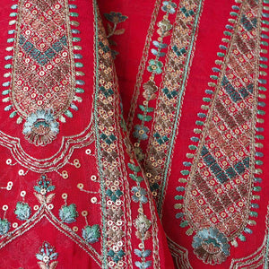 Magenta Traditional Zari Embroidery Georgette Fabric DR-28034 - TradeUNO