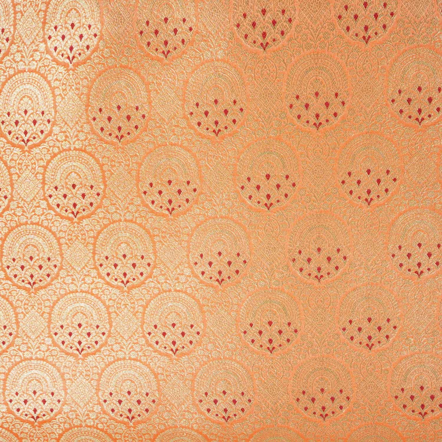 Peach Jaal with Mina Buta Brocade Fabric KR-28044