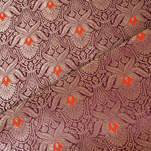 Wine Mina Buta Jaal Brocade Fabric KR-28053 - TradeUNO