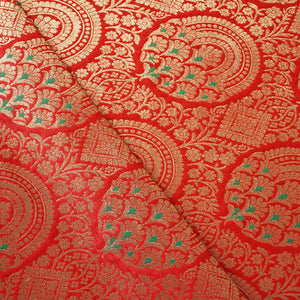 Red Jaal with Mina Buta Brocade Fabric KR-28054 - TradeUNO