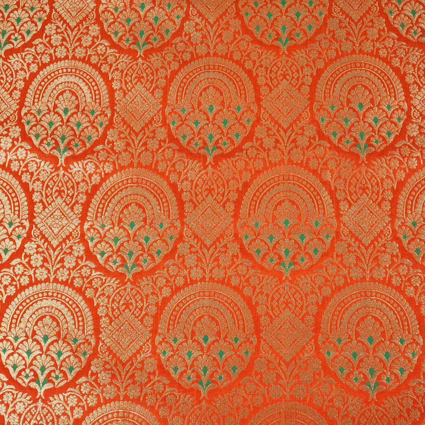 Orange Jaal with Mina Buta Brocade Fabric KR-28058