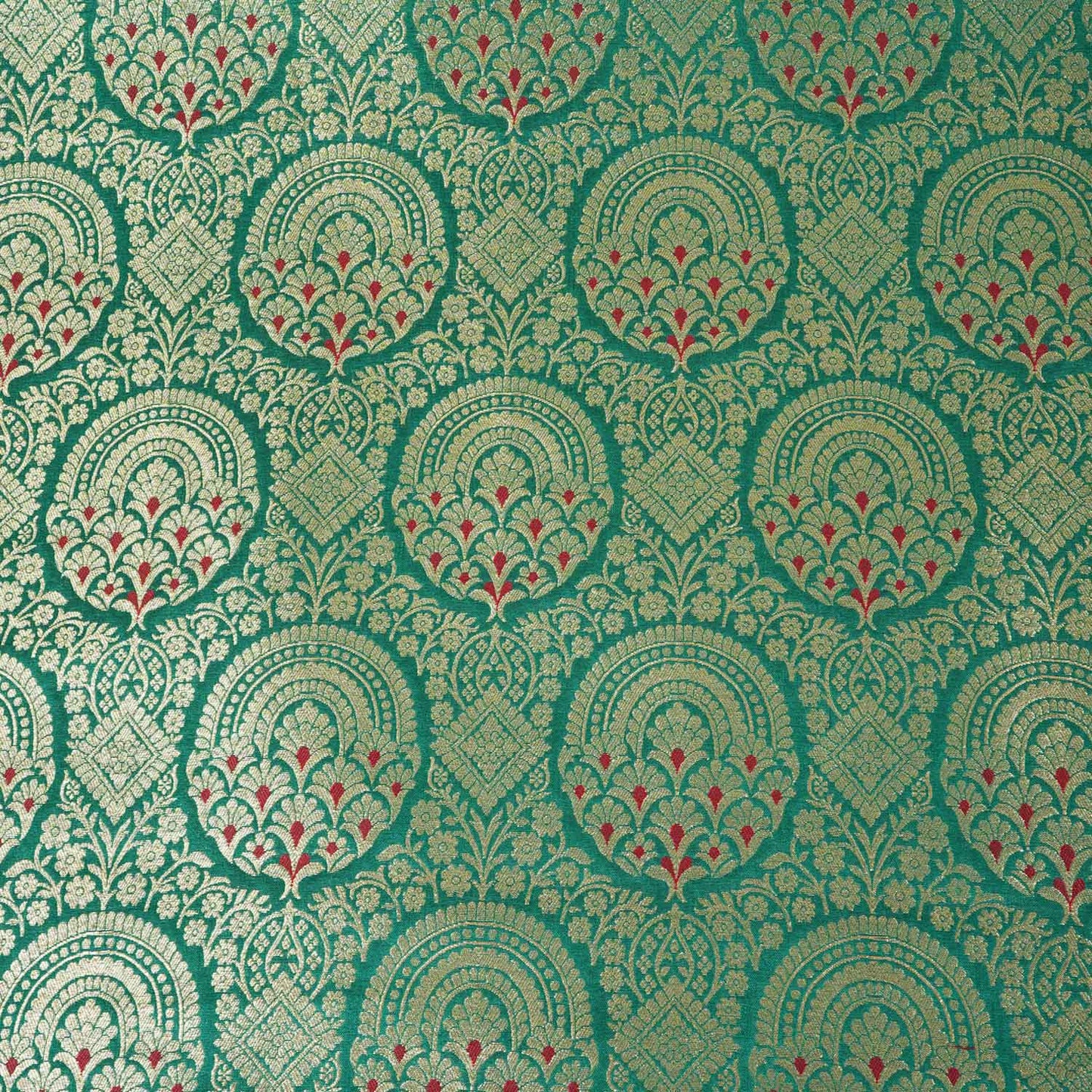 Green Jaal with Mina Buta Brocade Fabric KR-28062