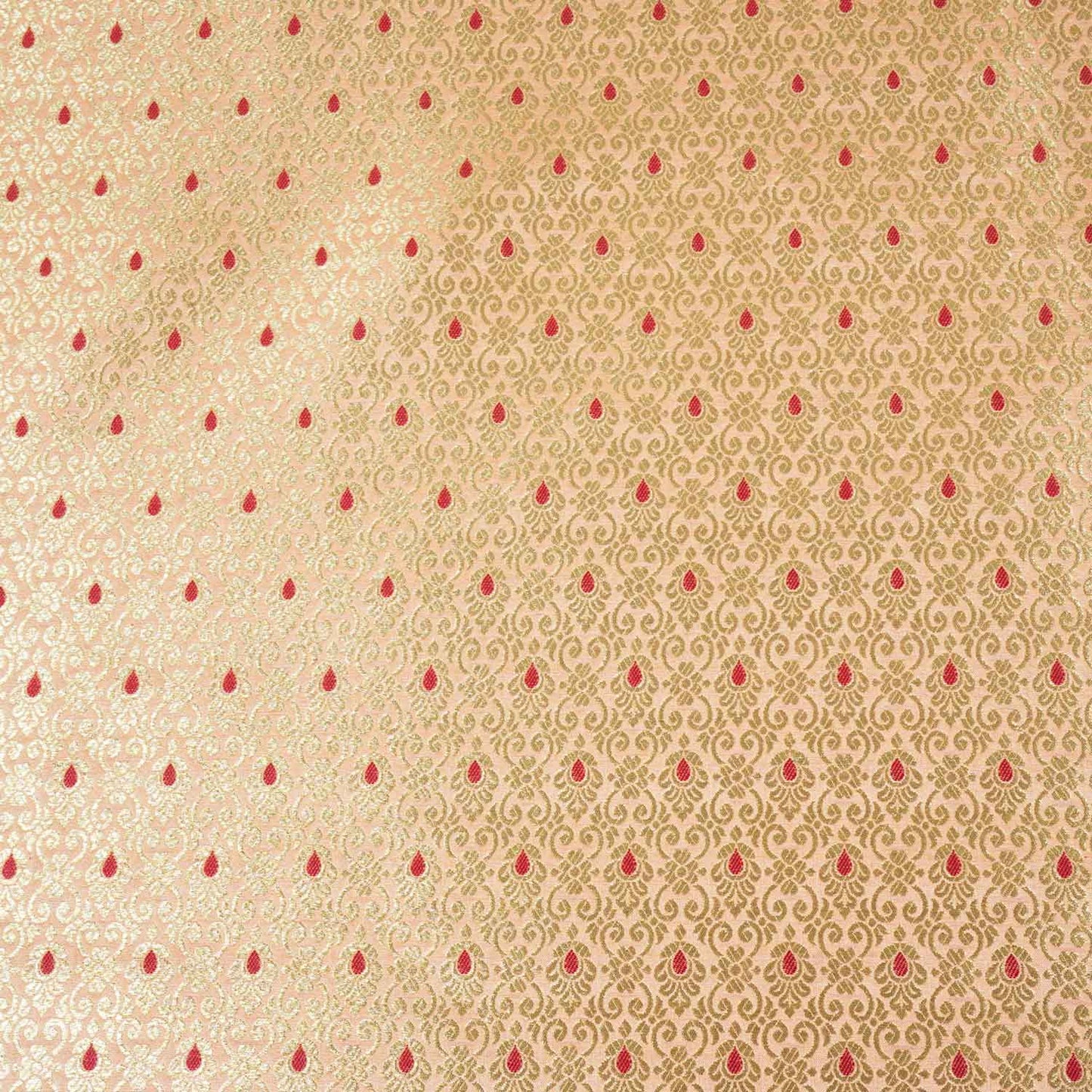 Peach Mina Buta Jaal Brocade Fabric KR-28068