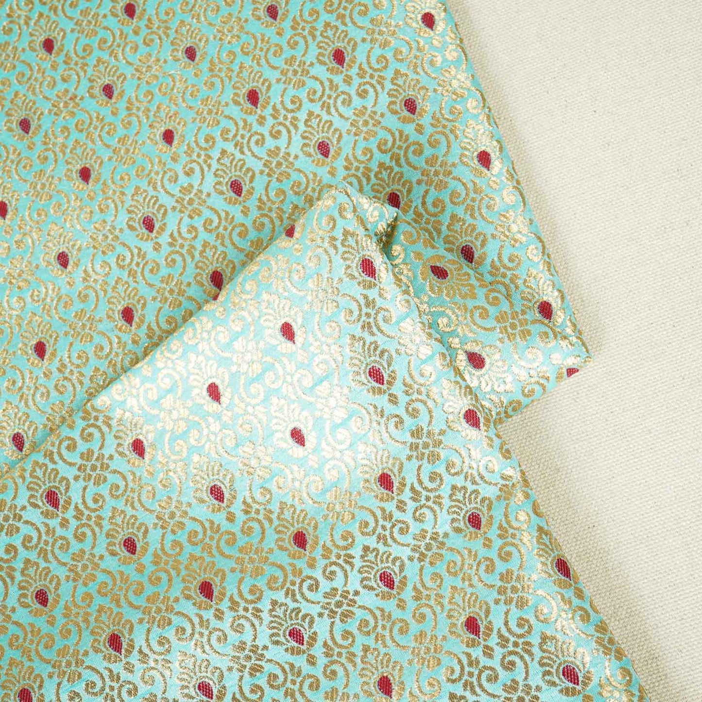Blue Mina Buta Jaal Brocade Fabric KR-28070