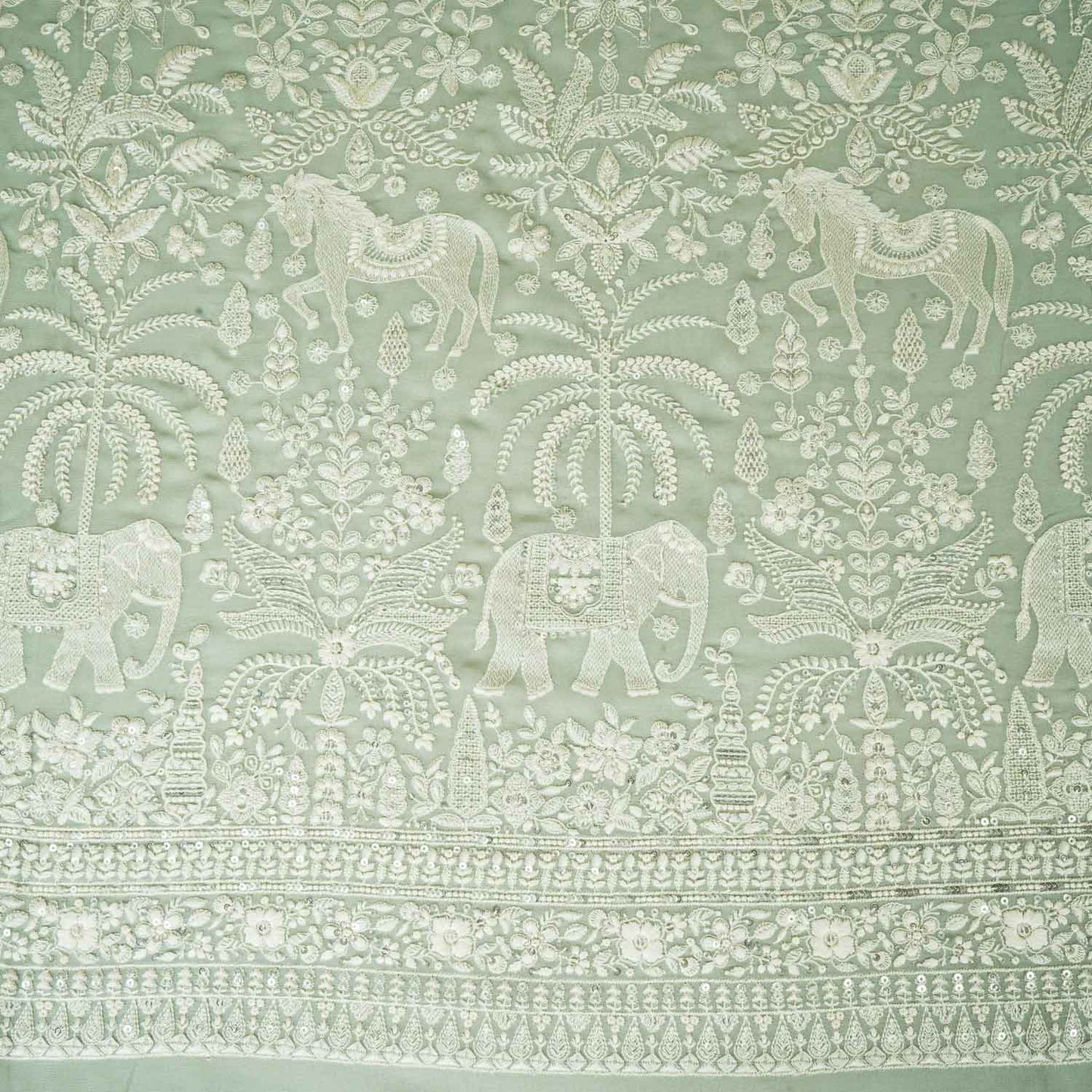 Sky Blue Chikanikari Georgette Fabric DRAJ-28079