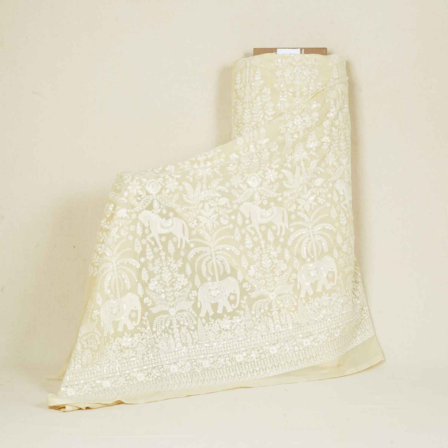 Butter Yellow Chikankari Georgette Fabric DRAJ-28080