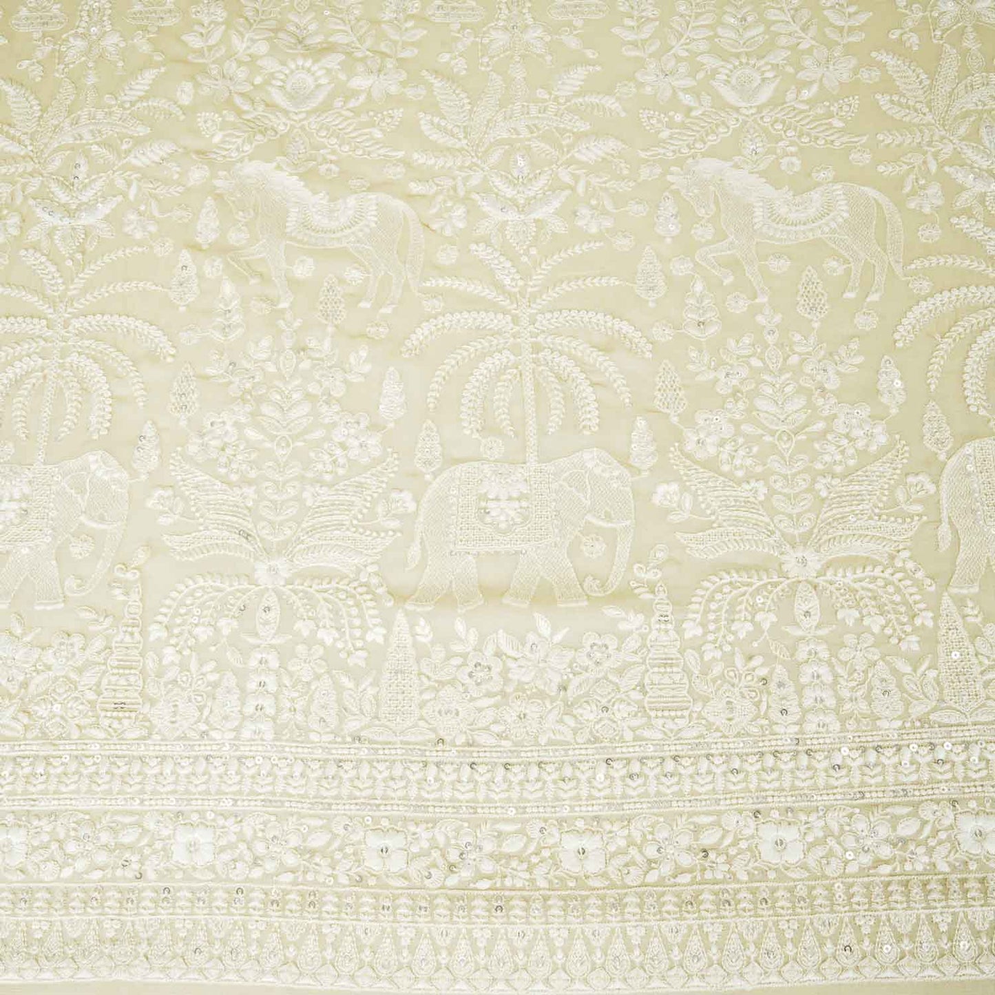 Butter Yellow Chikankari Georgette Fabric DRAJ-28080