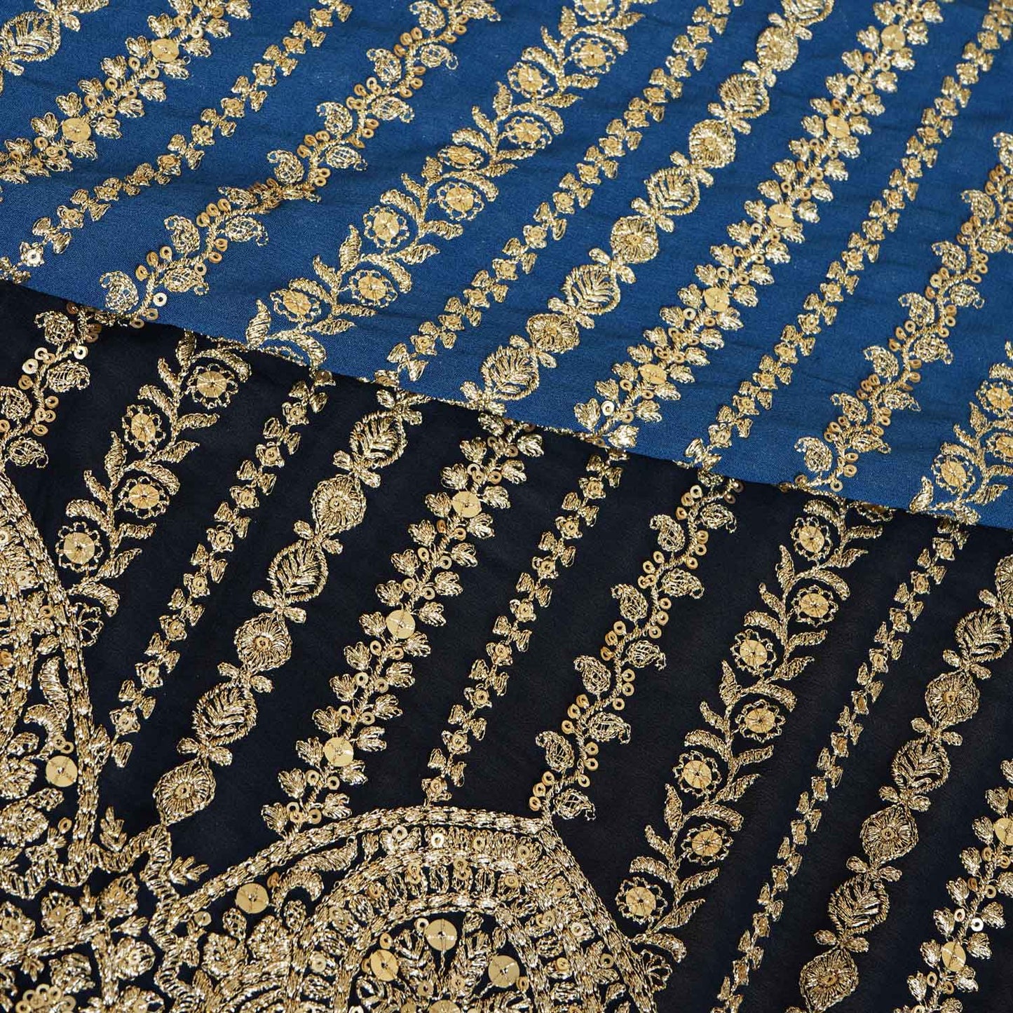 Blue Shaded Sabyasachi Zari Embroidery Georgette Fabric DRAJ-28082